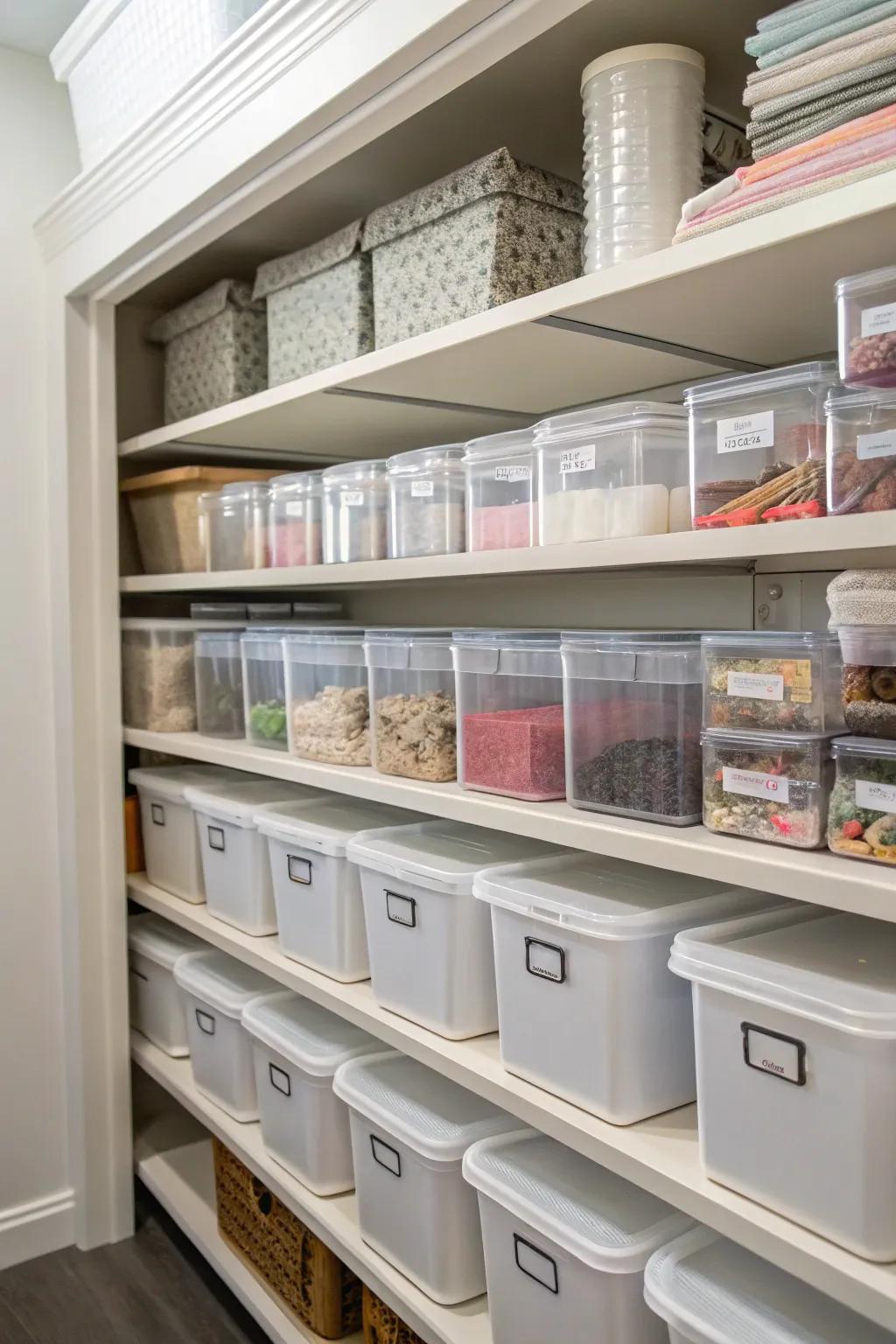 Clear containers make it simple to see exactly what you have stored.