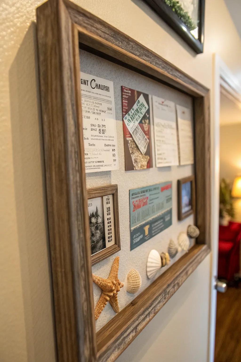 Capture cherished memories with a shadow box frame filled with mementos.