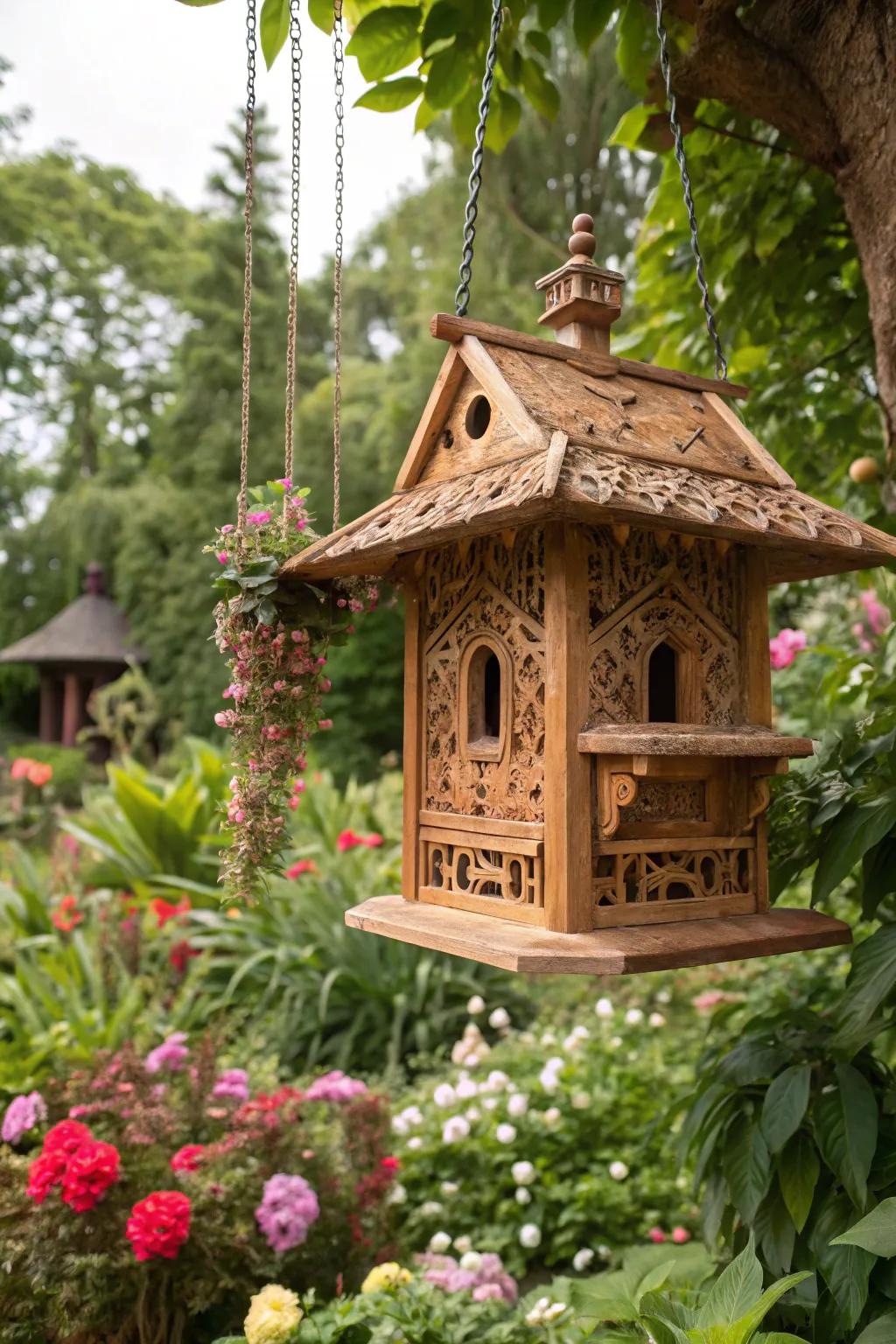 Birdhouses add a whimsical touch to any garden setting.