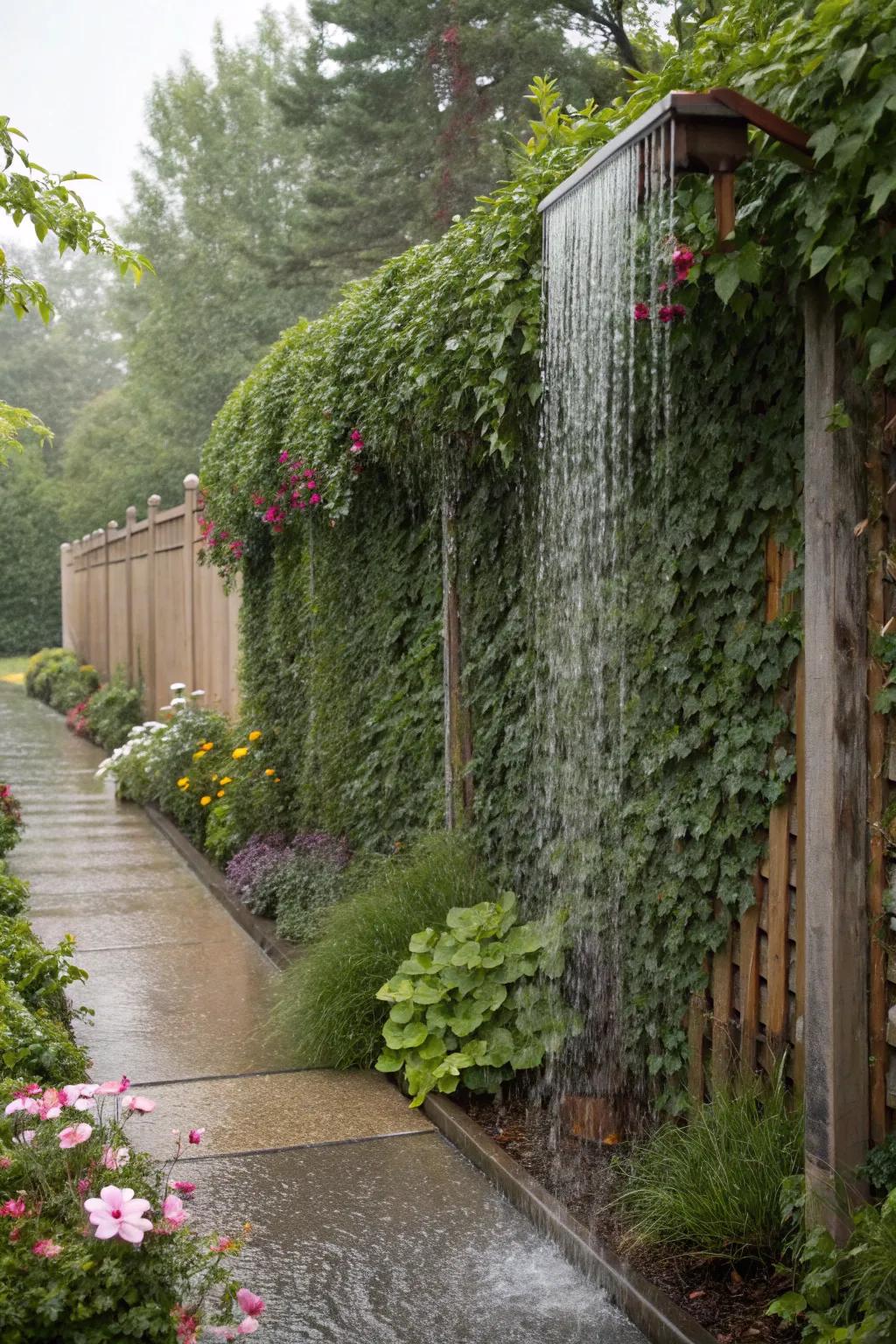 A rain curtain water wall adds elegance and tranquility to any space.