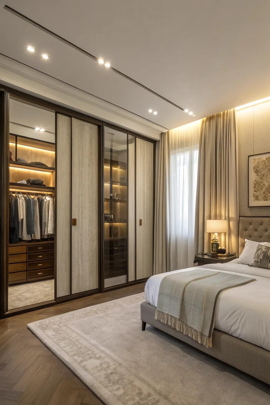 Use curtains to elegantly conceal your closets while adding style.