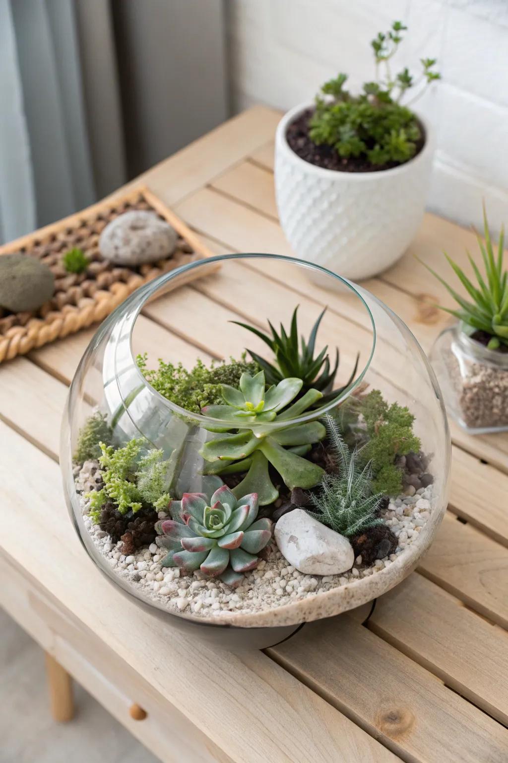 Bring nature indoors with a touch of minimalist elegance—craft your own DIY terrarium centerpiece!
