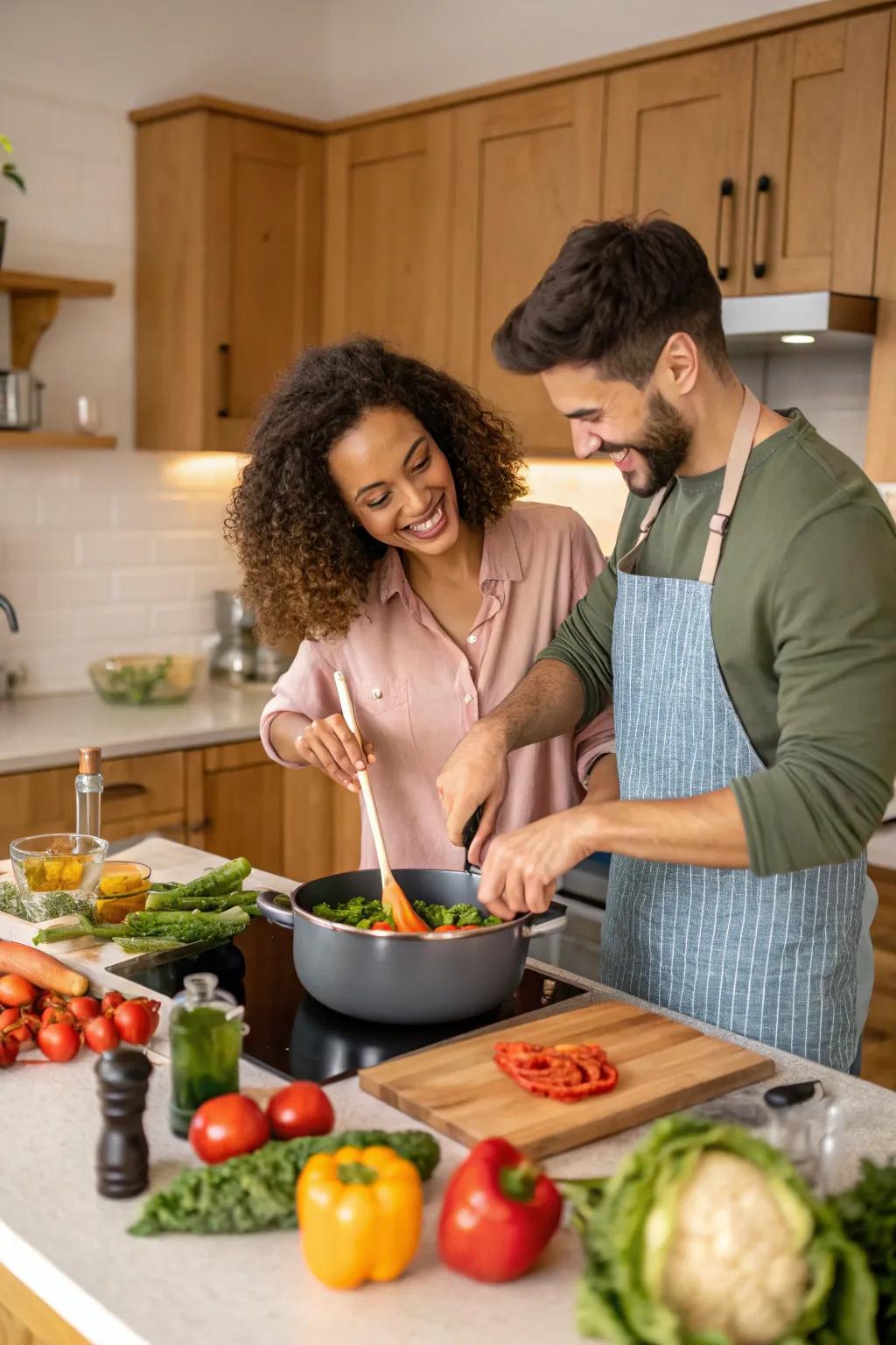 Cooking together is a recipe for love and laughter.