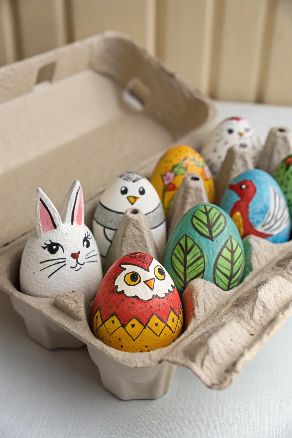 Craft a fun collection of animals using simple egg cartons.