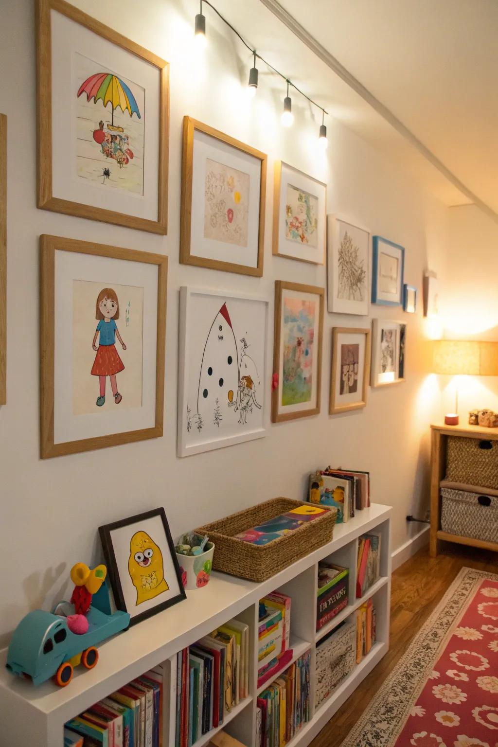 Frame your child’s artwork for a personal and ever-changing wall gallery.