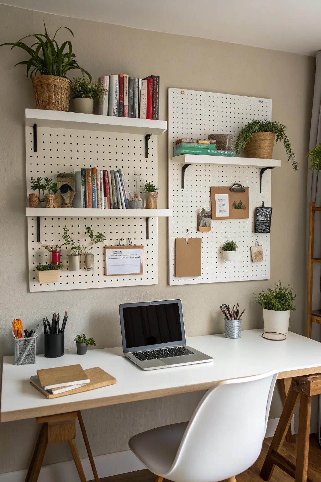 Vertical storage solutions can dramatically increase desk space and organization.