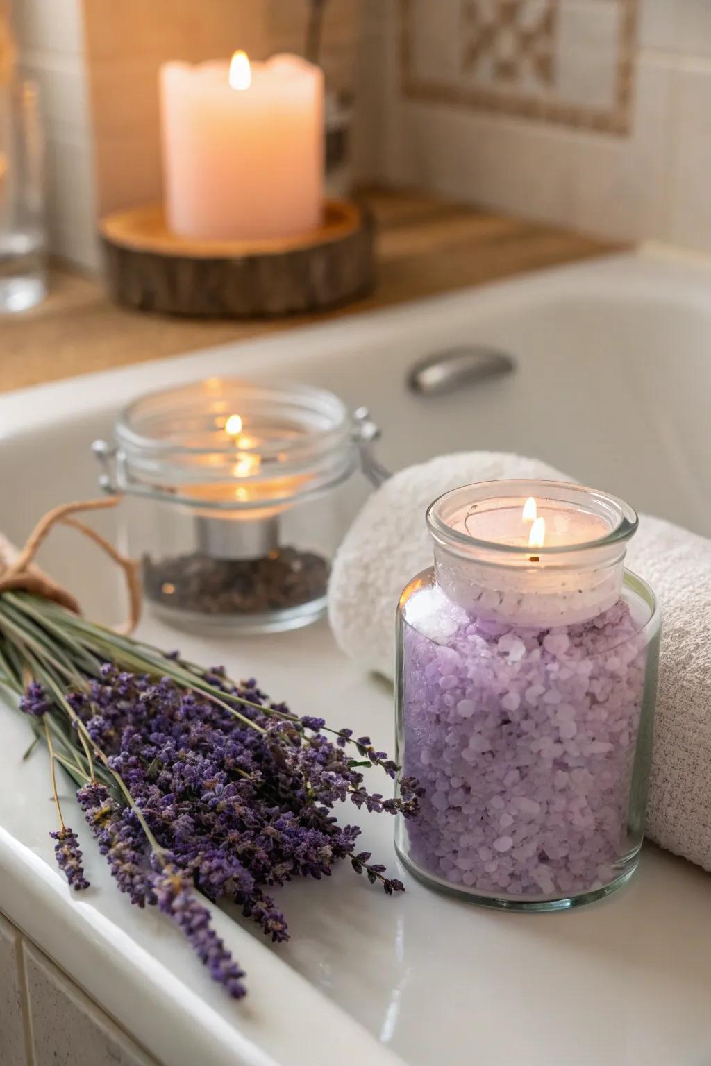 Lavender bath salts for a relaxing soak.