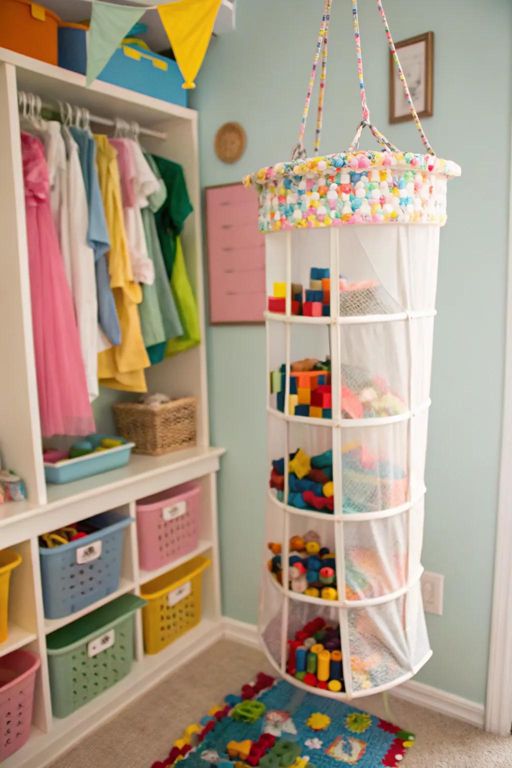 Maximize closet space with a hanging organizer.