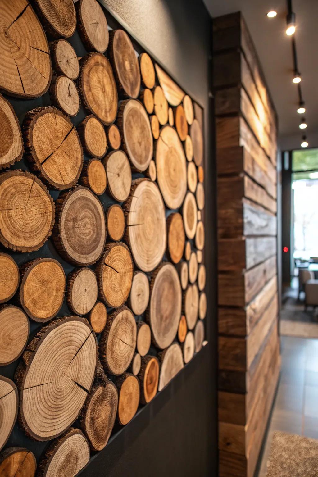 Transform your space with rustic elegance: Log Slice Wall Art that speaks volumes.