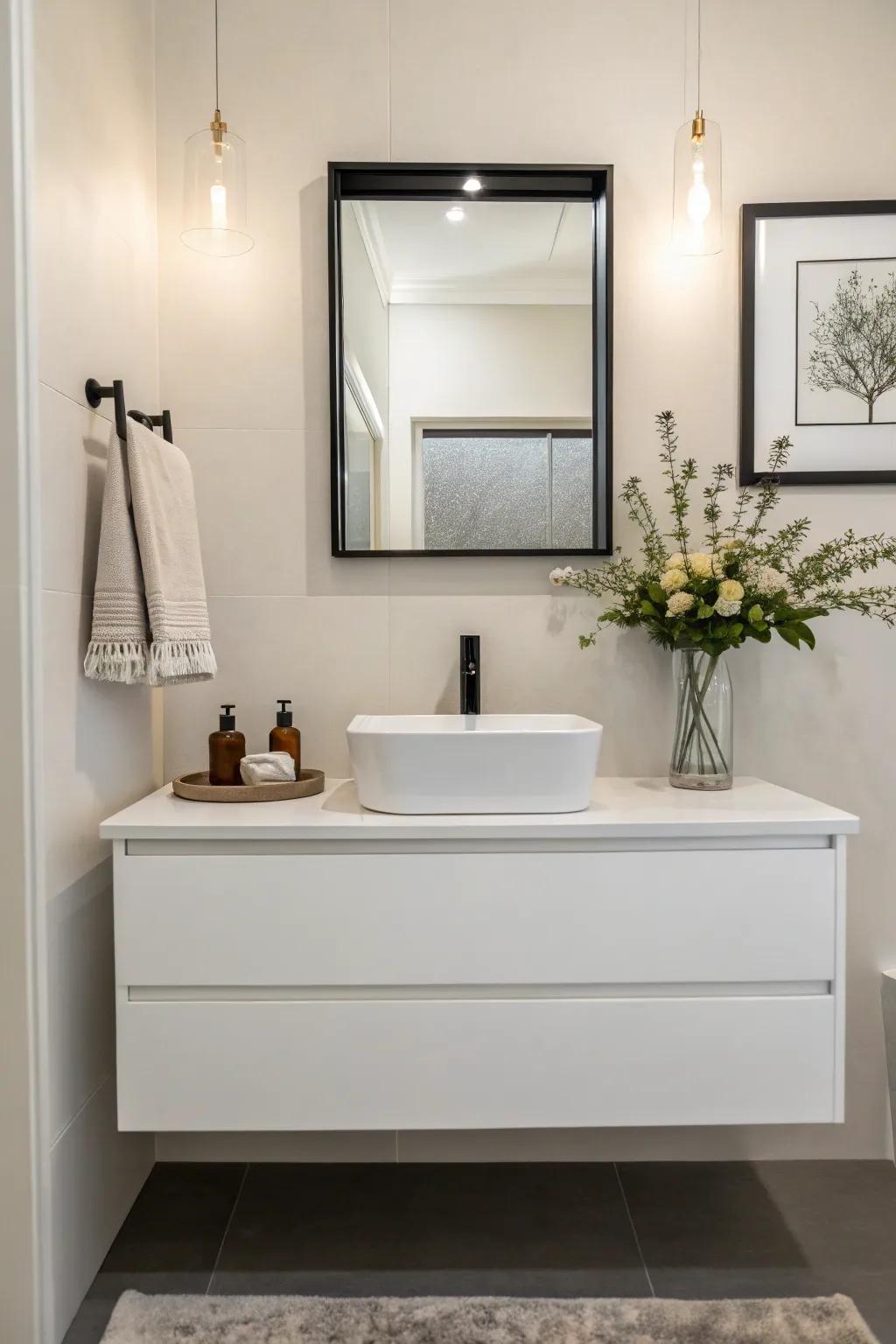 Floating vanities create a light and airy feel in small spaces.