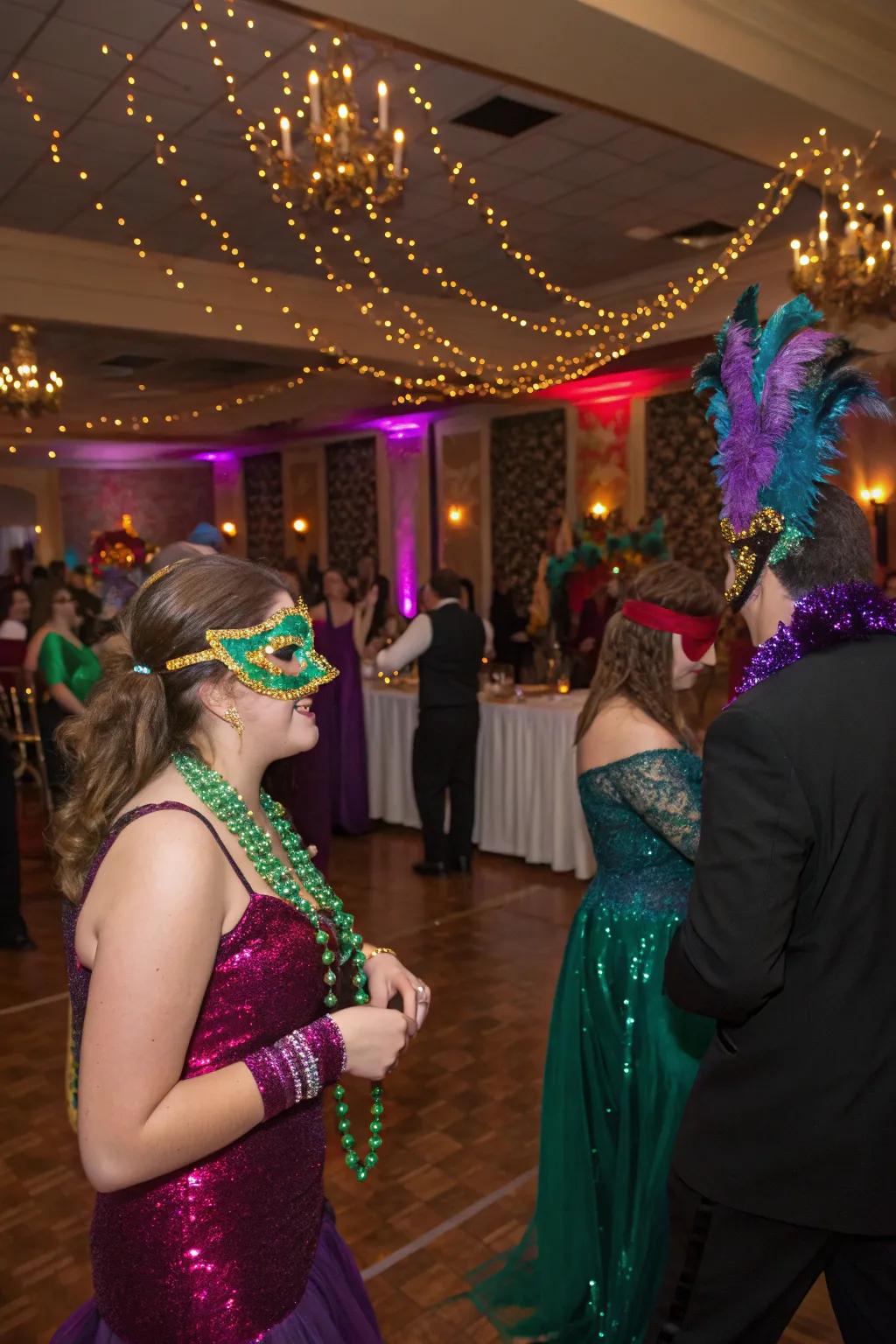 Infuse your prom with the vibrant energy of a Mardi Gras celebration.