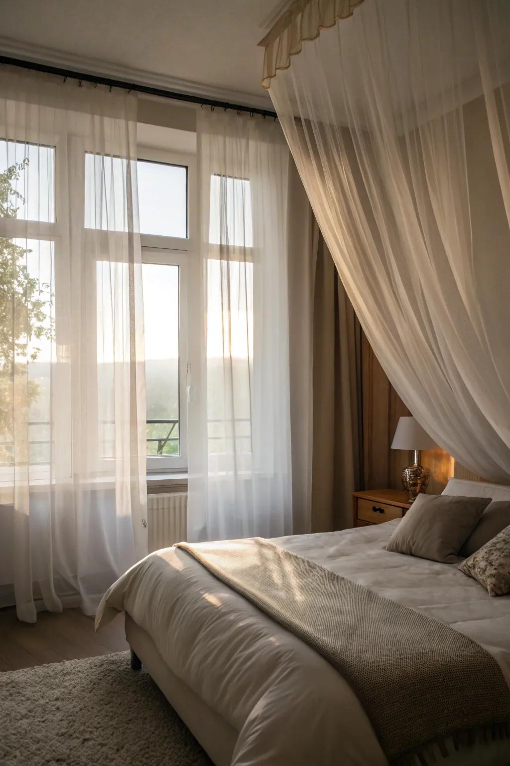 Sheer curtains add a touch of elegance while preserving light in the room.