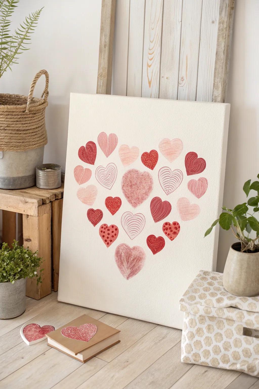 Capture the love with a canvas of fingerprint hearts—perfectly minimalistic and heartfelt for Mother's Day.