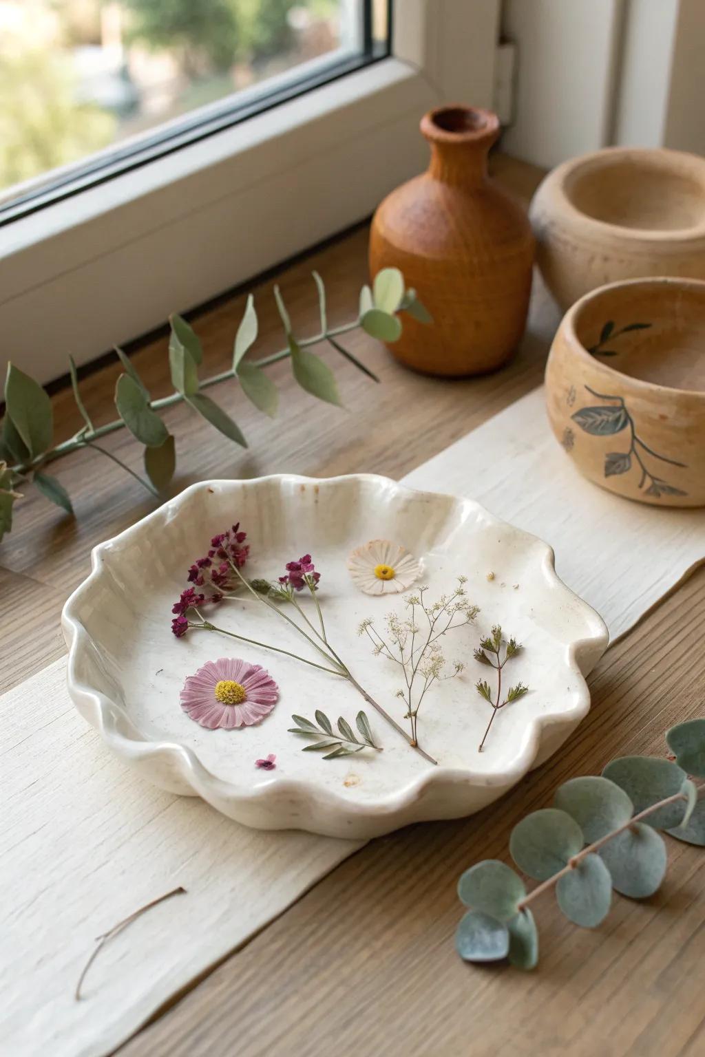 Celebrate Mother's Day with a handmade touch: a charming jewelry dish infused with nature's beauty.