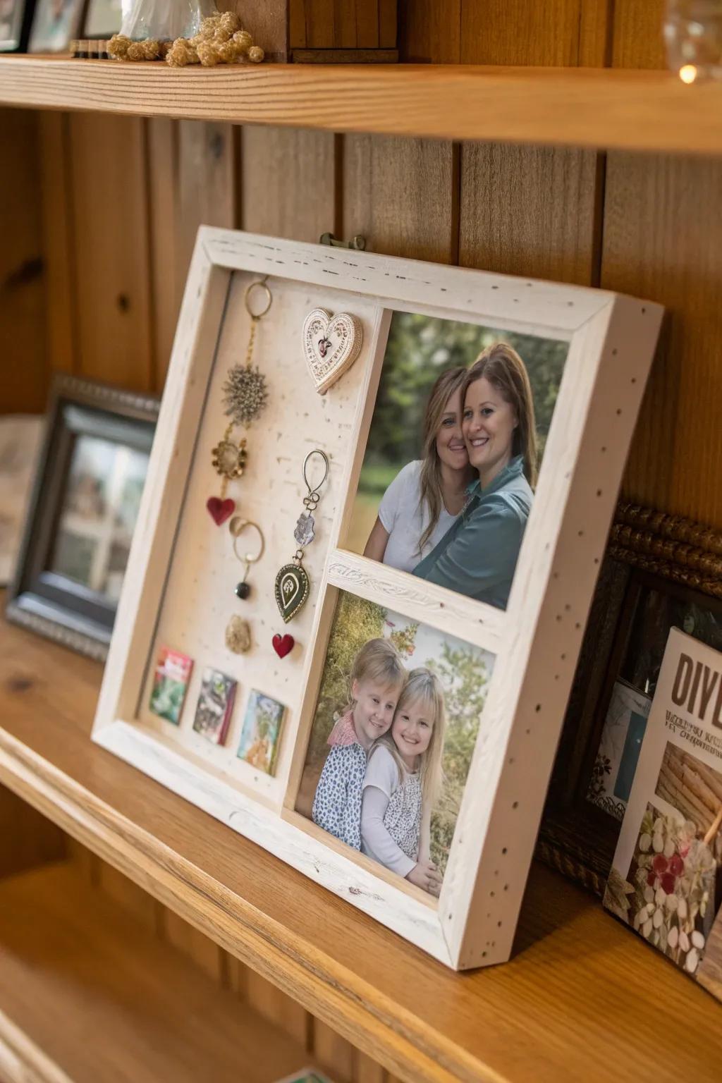 A heartfelt family photo collage in a shadow box.