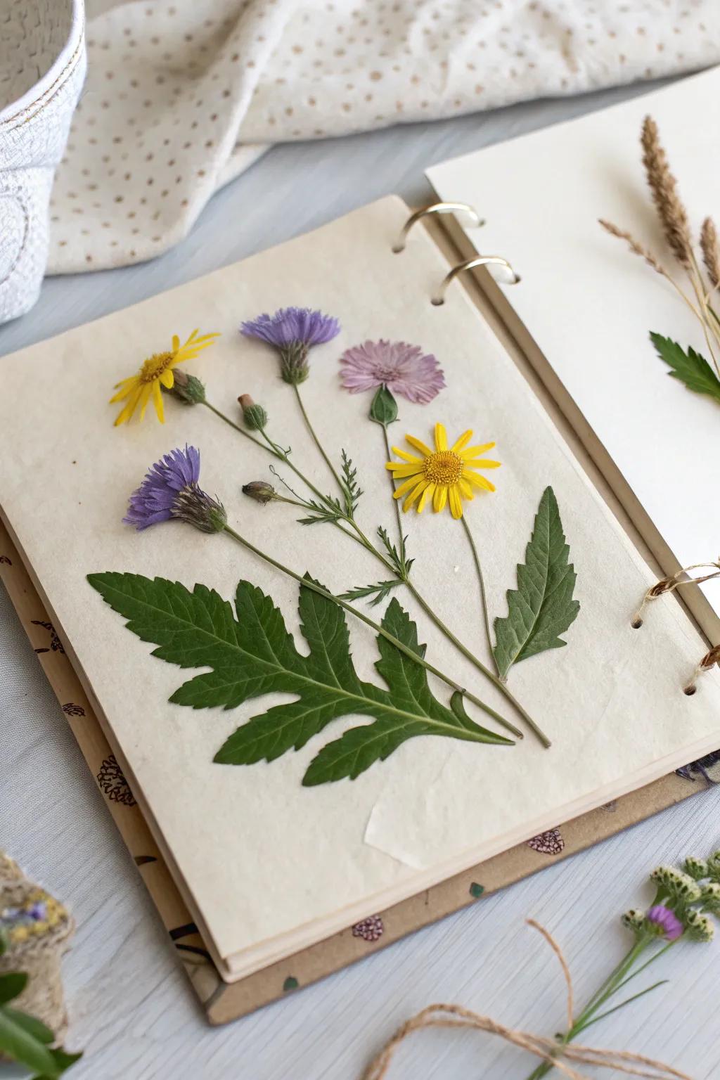 Capture nature's palette with a touch of boho elegance: wildflower wonders for your scrapbook.