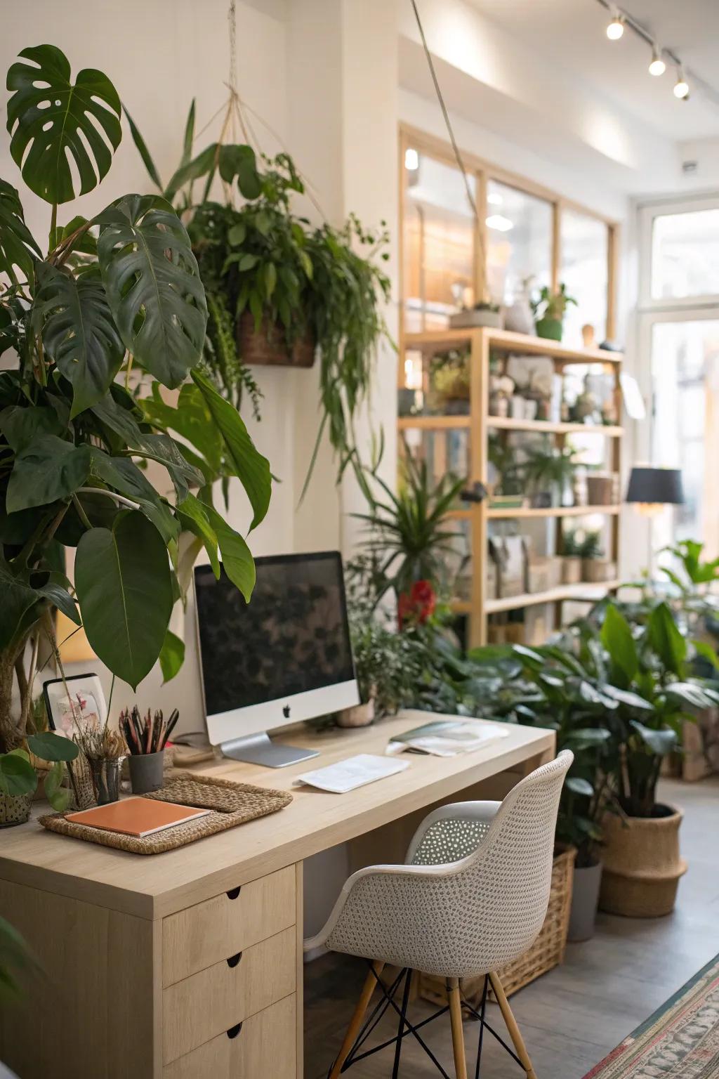 Plants can add life and improve air quality in your office space.