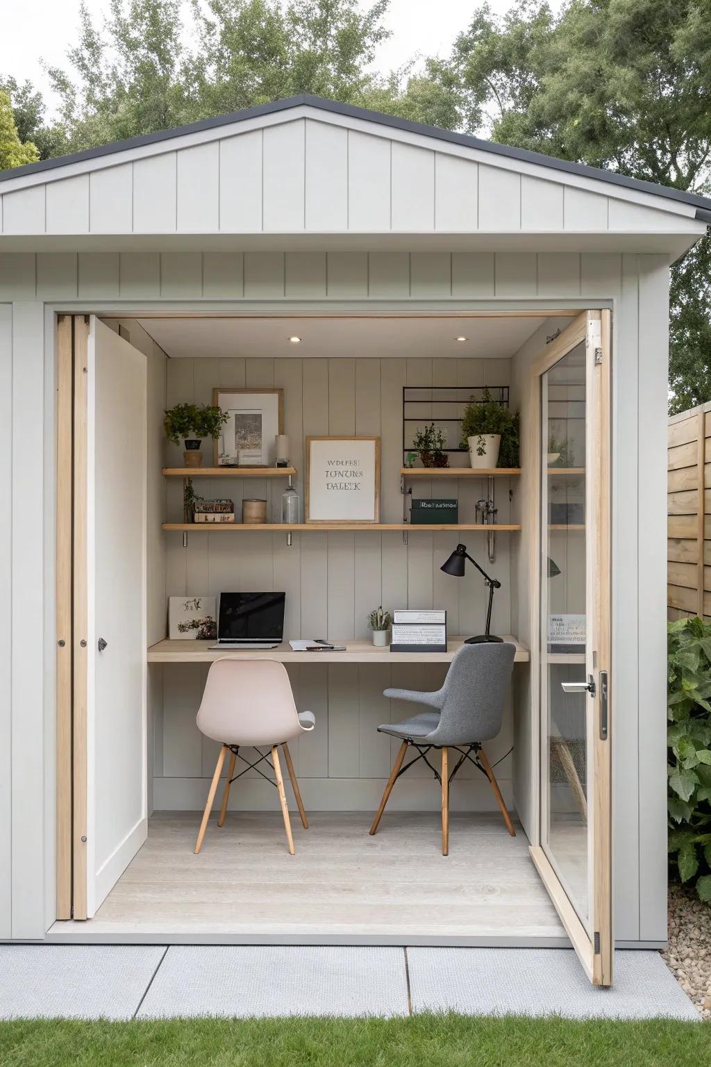 A modern minimalist office shed for focused work