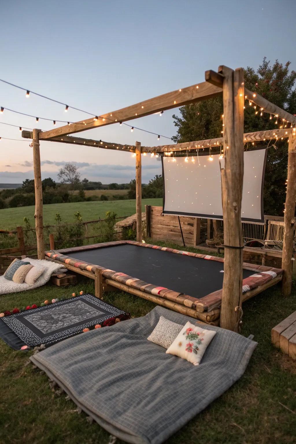 Transform nostalgia into a cinematic experience with this handcrafted outdoor movie screen.