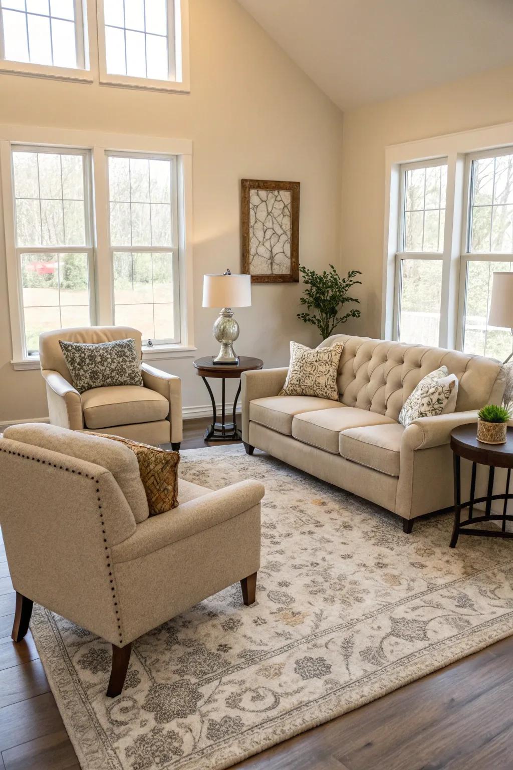 Cozy seating area with accent chairs.