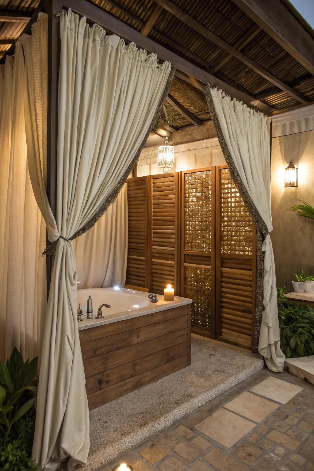 A private cabana bath offering a luxurious outdoor experience.