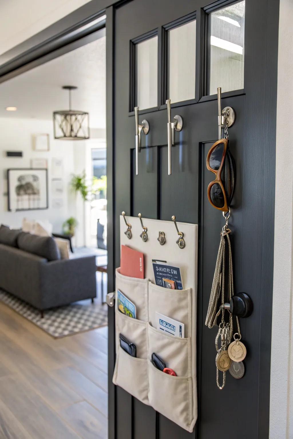 Create a command center on your entry door for easy access to essentials.