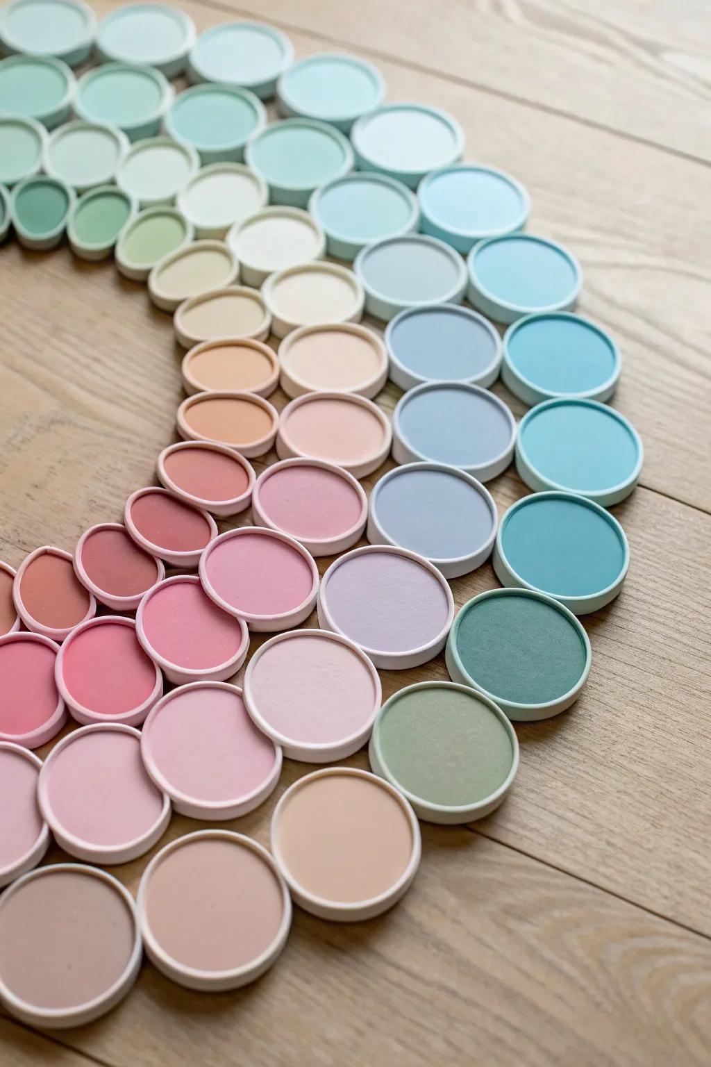 Transform your space with the subtle elegance of geometric circle patterns in soothing pastel hues.