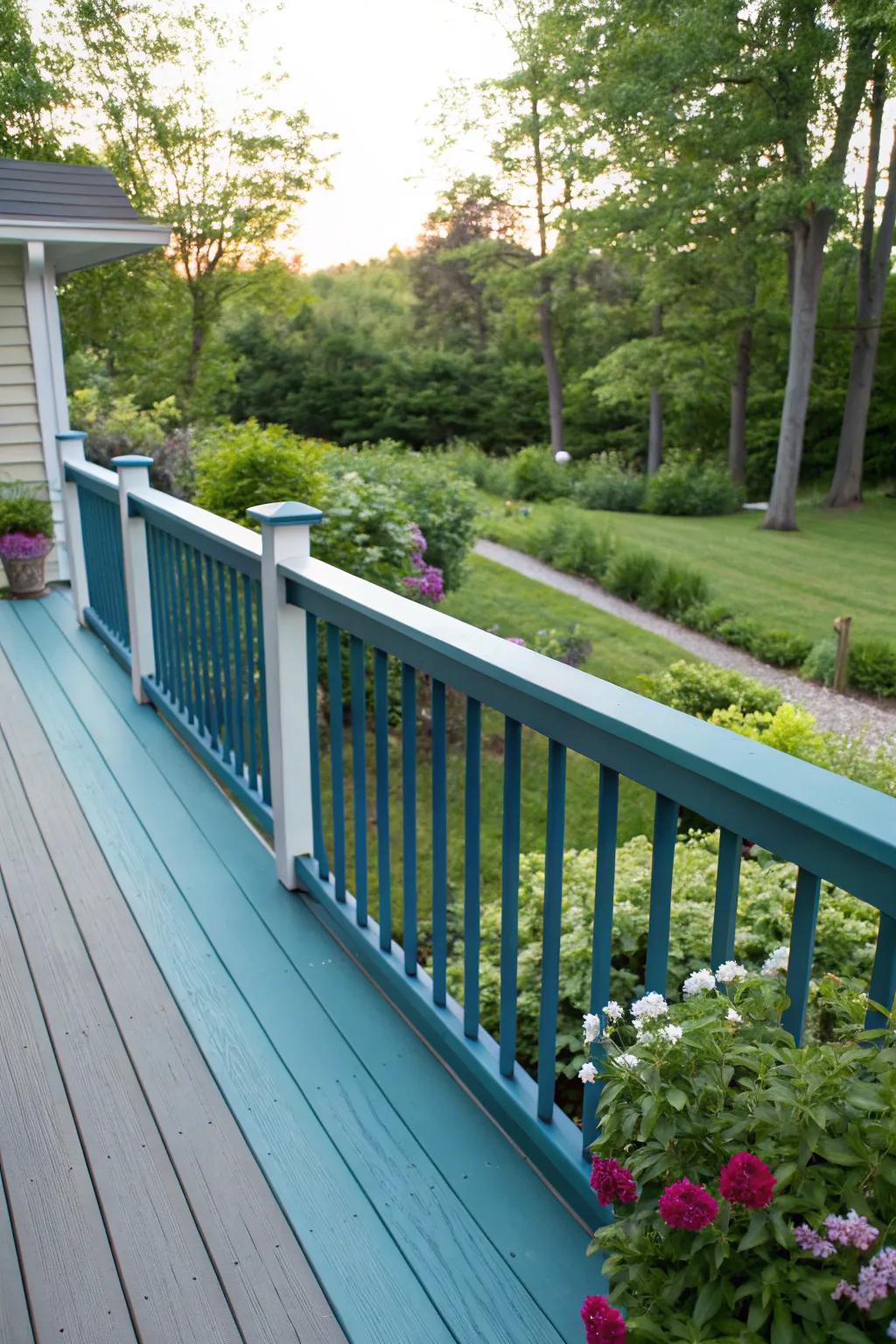 The ombre effect adds a subtle elegance to this deck railing.