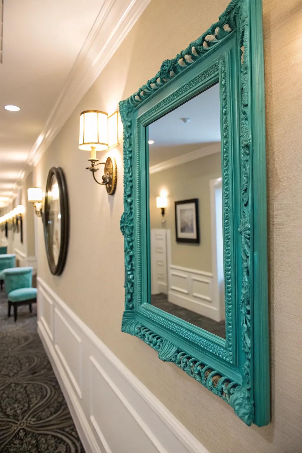 A bold color choice can make your mirror frame stand out.