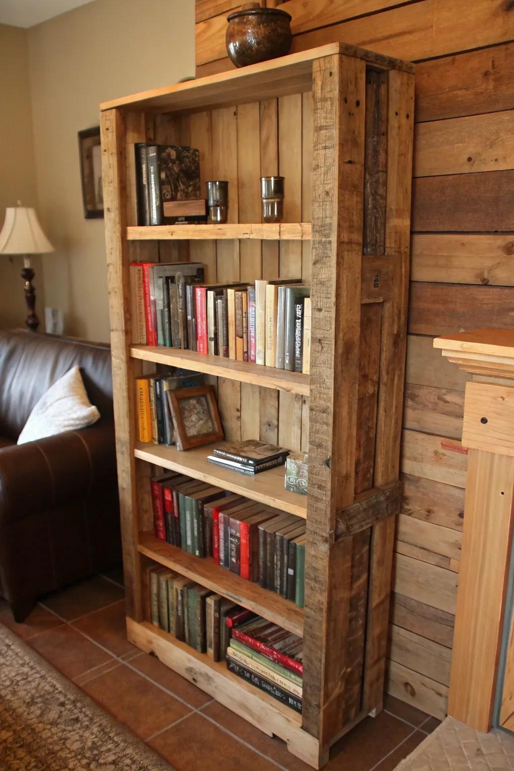 Transform your space with a rustic bookcase made from pallets, a perfect blend of style and craftsmanship.
