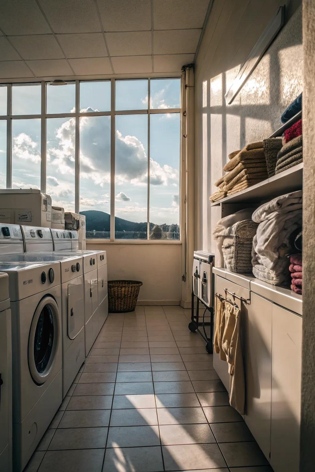 Natural light transforms this laundry room into a bright and inviting area.