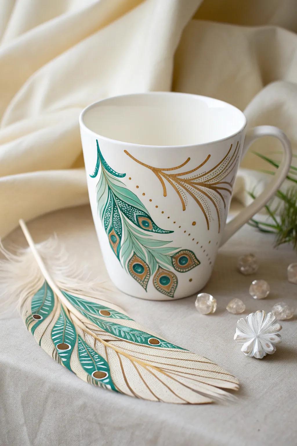 Elevate your creativity with this charming peacock cup craft—where simplicity meets artistic flair.