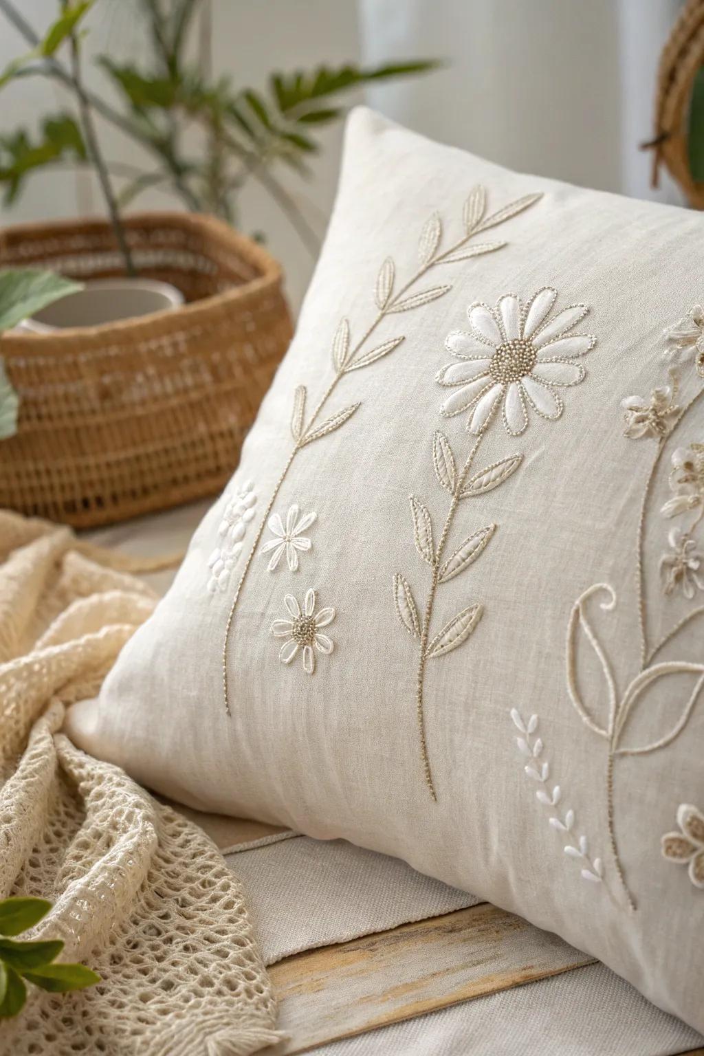 Transform your space with the artistry of simple embroidery – where minimalism meets boho charm.