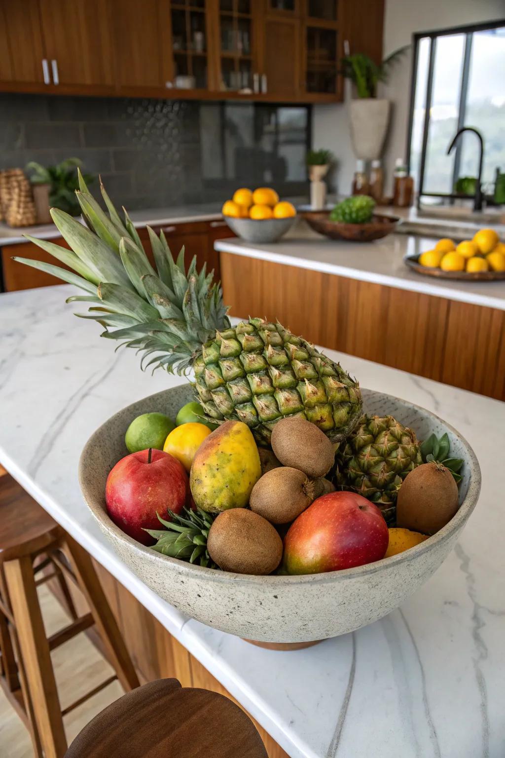 A tropical fruit bowl centerpiece that's as delicious as it is beautiful.