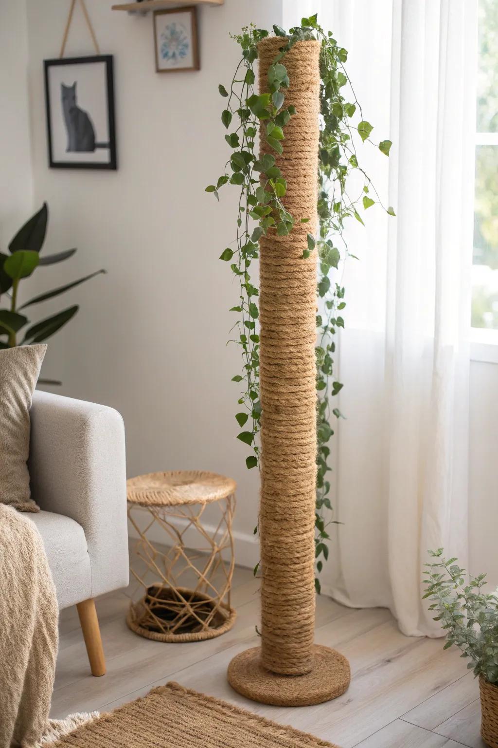 Embrace natural beauty with a chic coir pole - a perfect blend of sustainability and style.