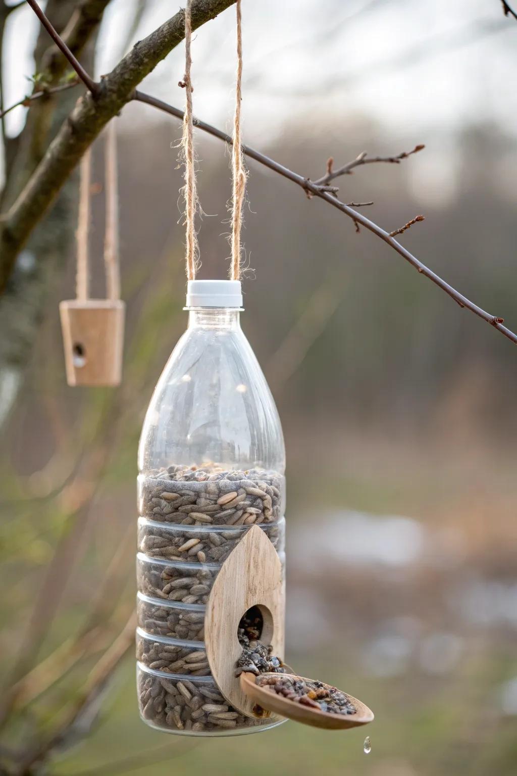Transform discarded into delightful! This chic DIY bird feeder blends simplicity with nature, perfect for your minimalist garden oasis.