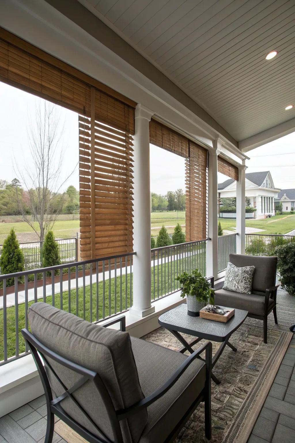 Faux wood blinds combine durability with classic charm.