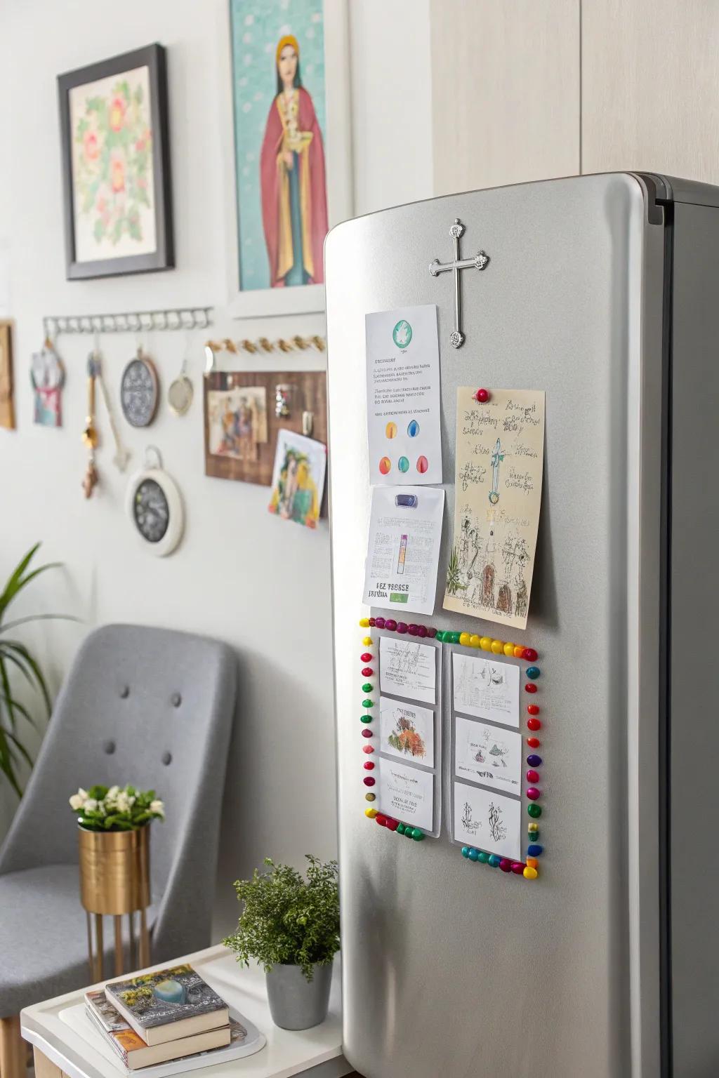 A magnetic board offers a clean, contemporary look for your prayer space.