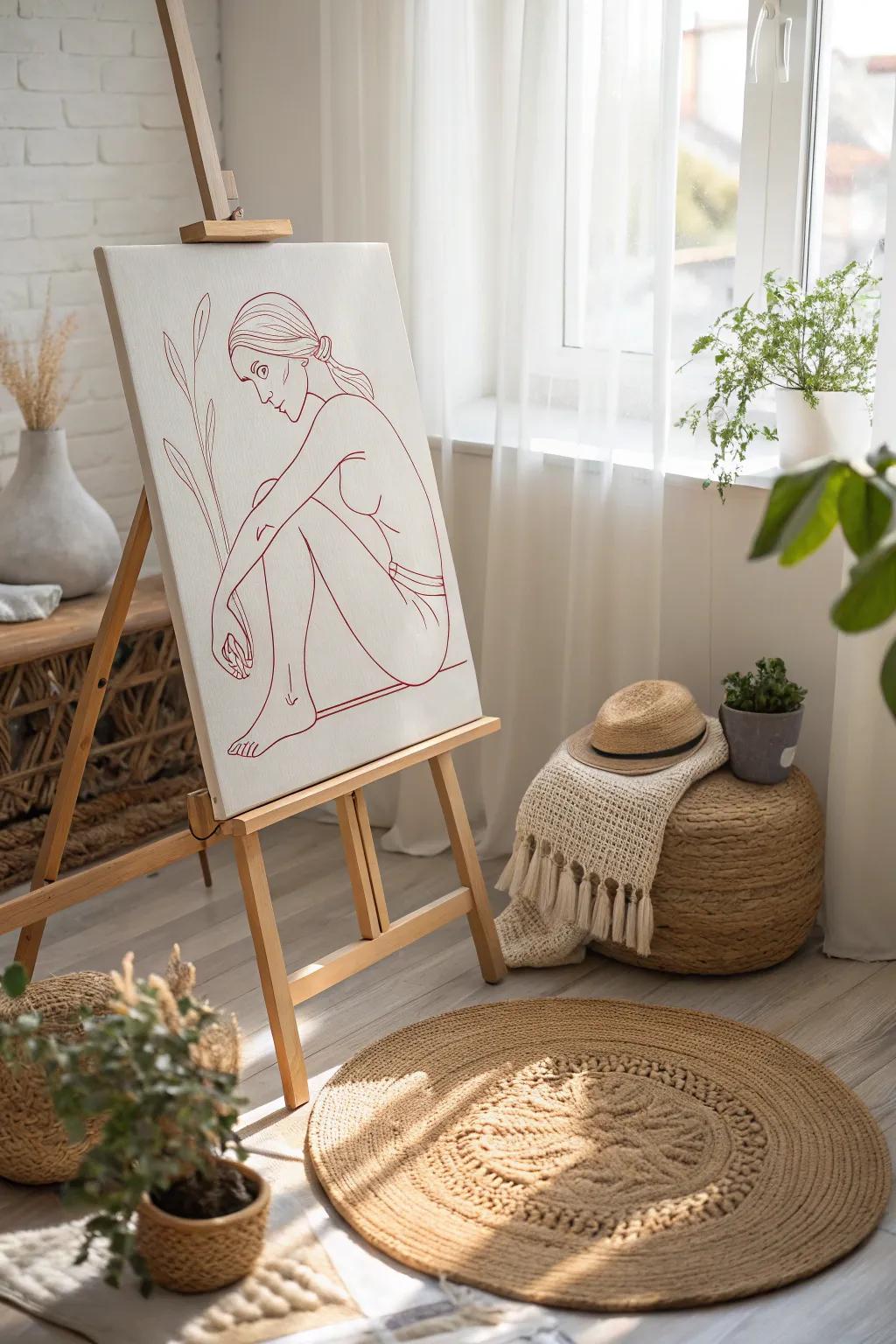 Embrace serene artistry with minimalist figures that breathe calm into your space. #ArtfulReflection