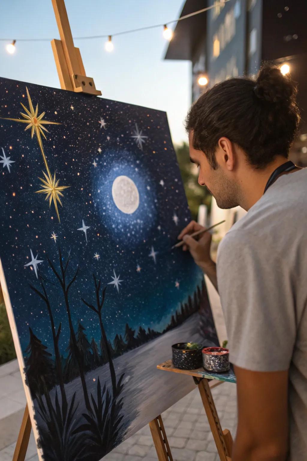 A captivating starry night painting