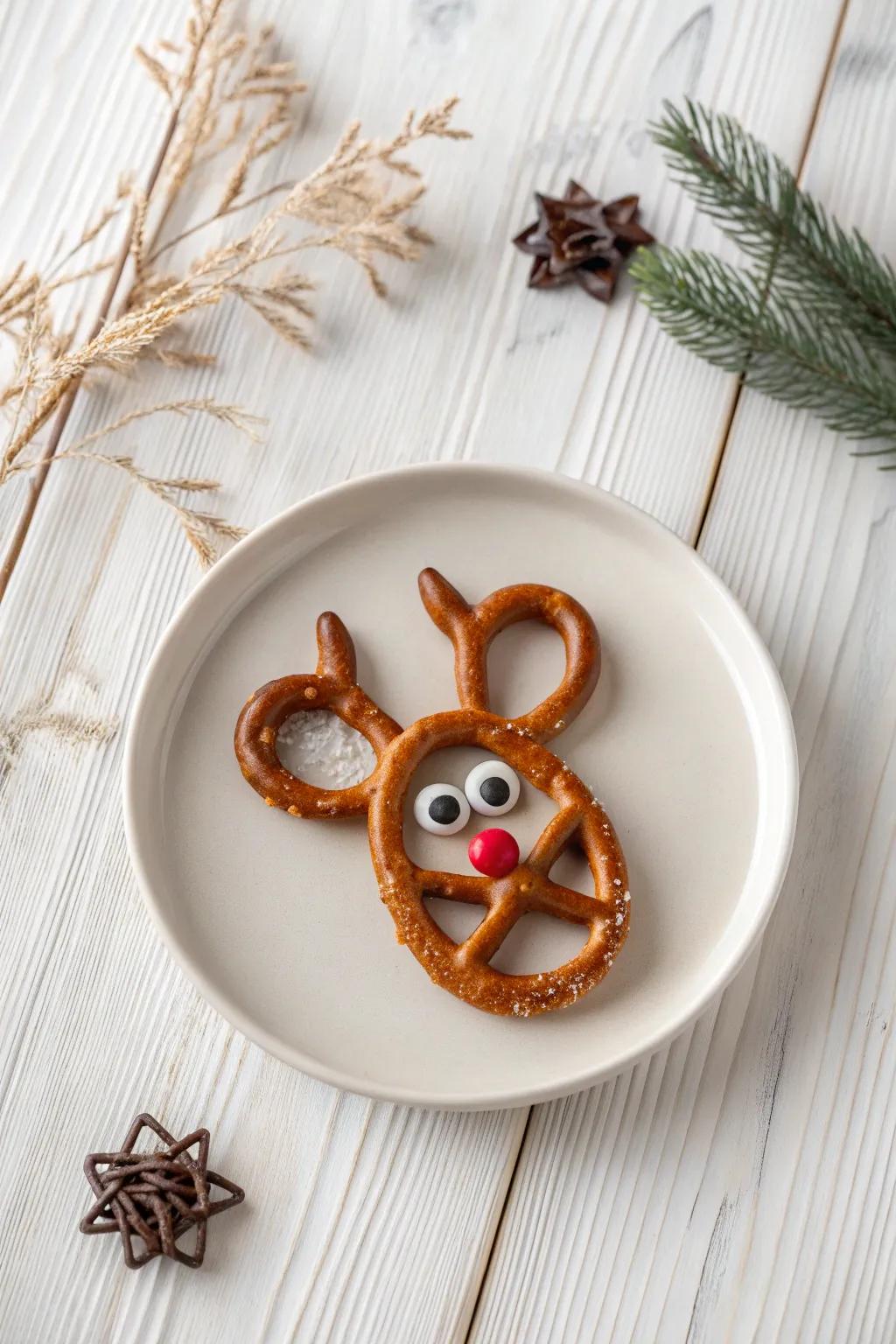 Charming Reindeer Pretzels: A delightful touch to your holiday gatherings.