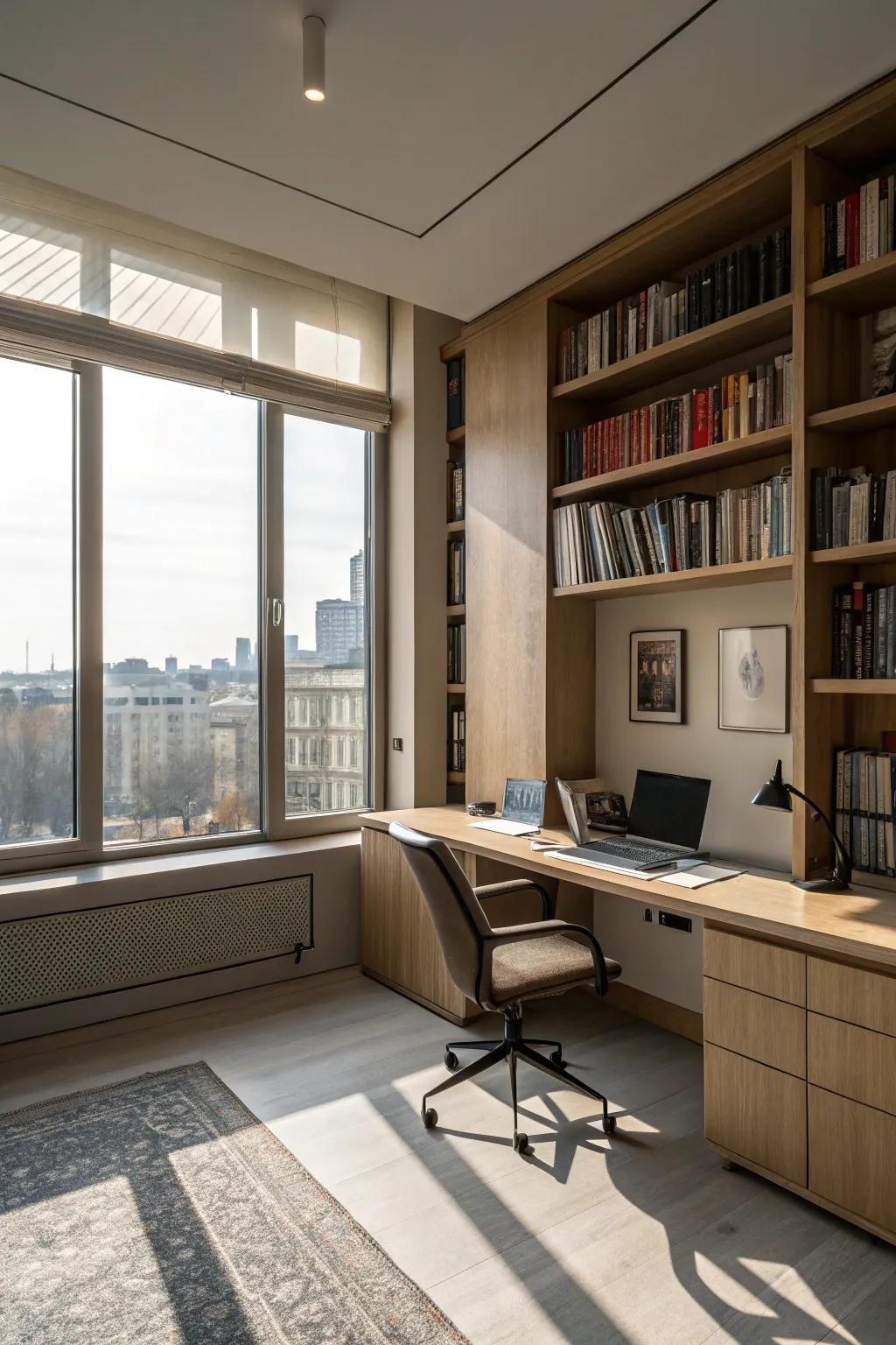 Let natural light illuminate your private office for a refreshing feel.