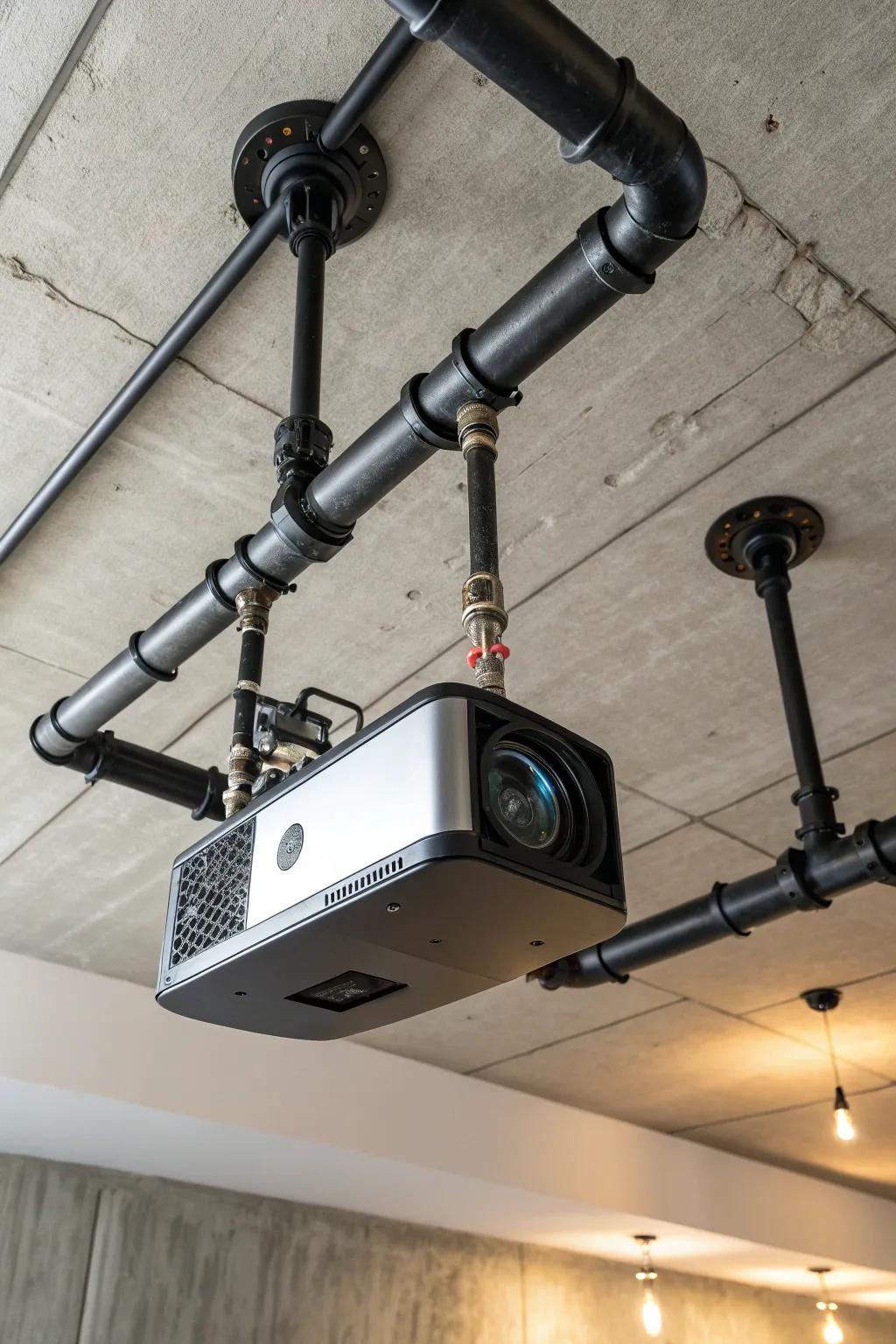 Elevate your space with industrial charm: A DIY pipe mount for your projector.