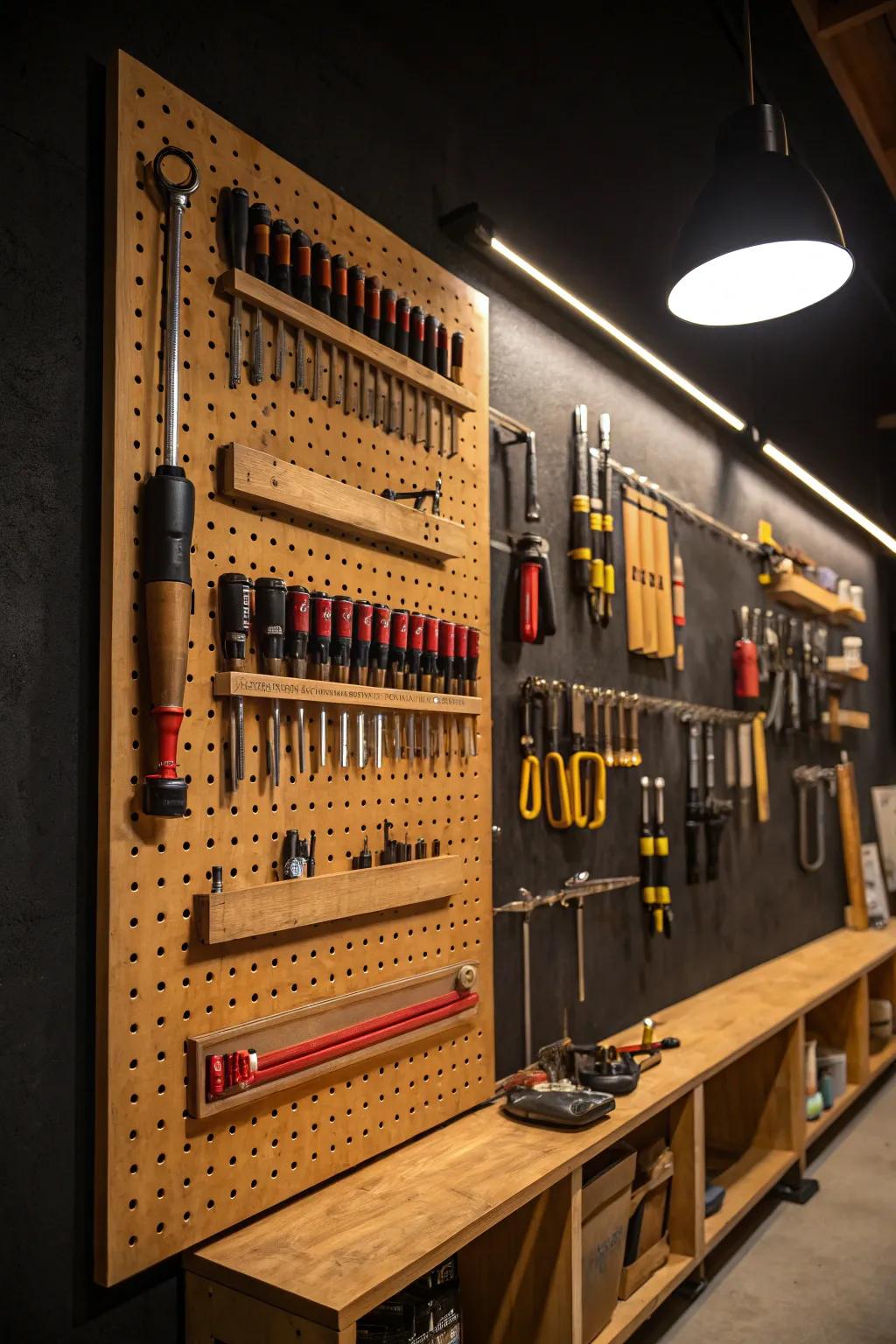 Master your craft with the perfect pegboard setup — where organization meets craftsmanship.