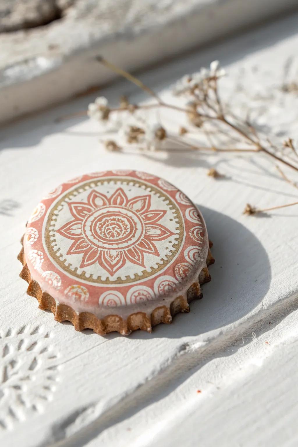 Elevate your fridge decor with handcrafted bottle cap magnets – where simplicity meets bohemian flair.