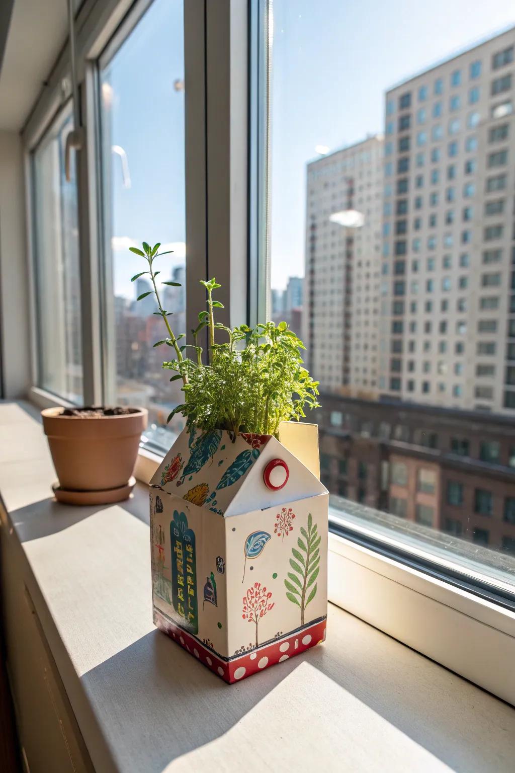 Add a touch of green to your space with whimsical milk carton planters.