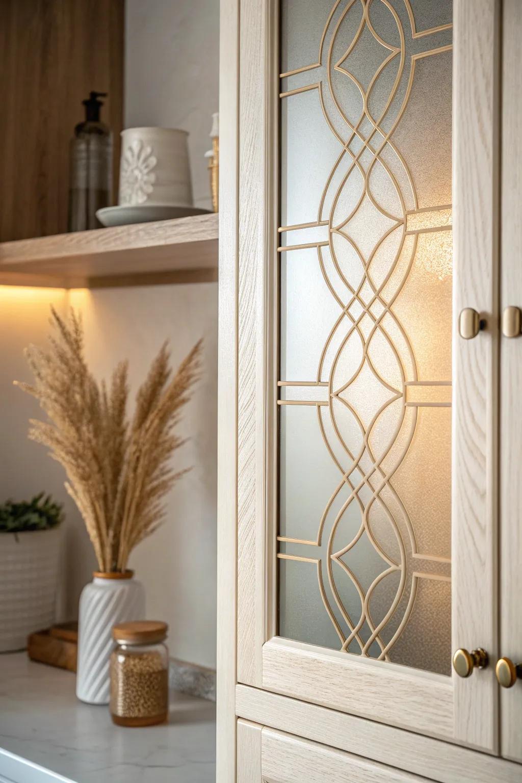 Transform your kitchen with the elegance of glass inserts for a fresh, open feel.