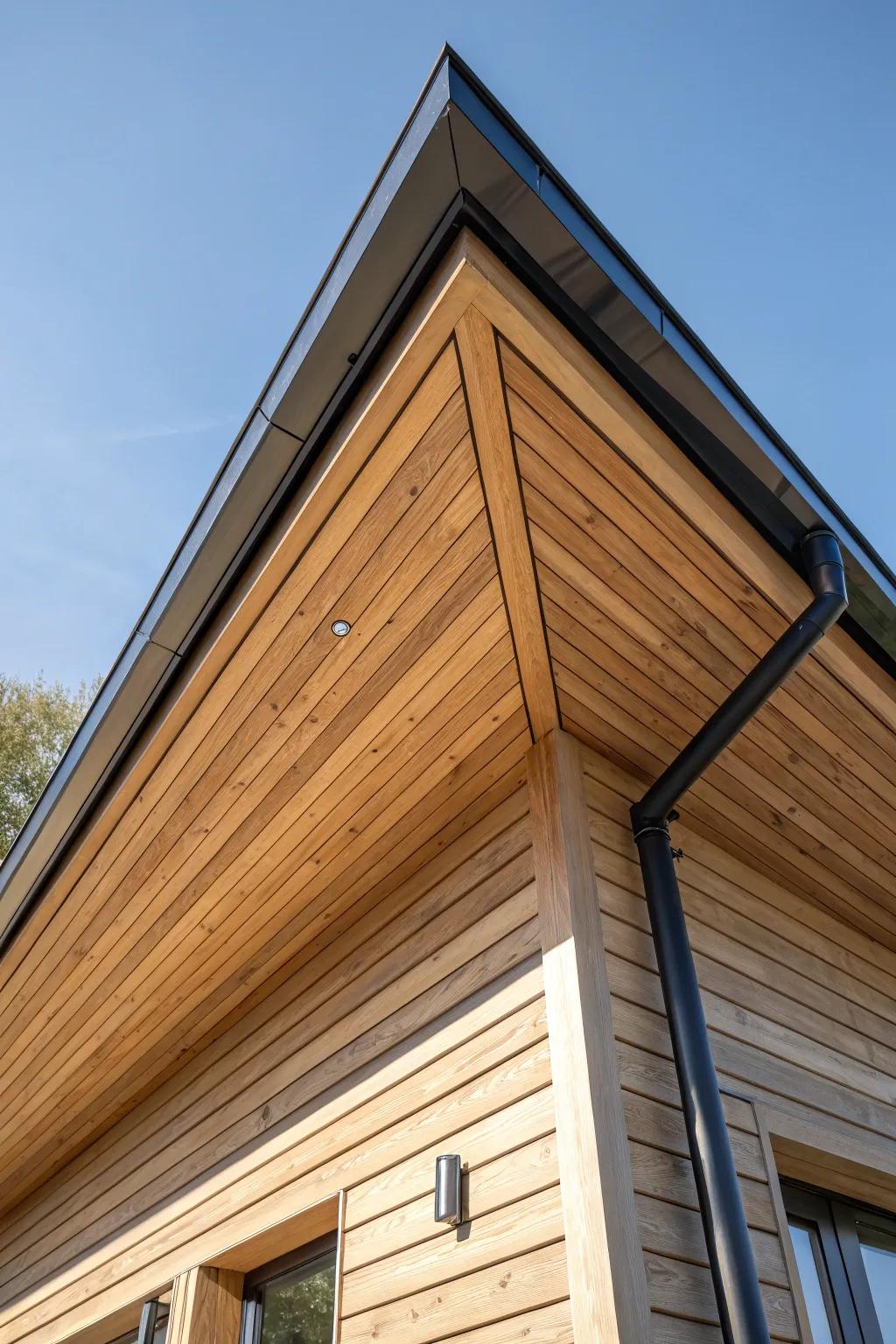 Admire the elegance of minimalist craftsmanship with this stunning shed roof design.