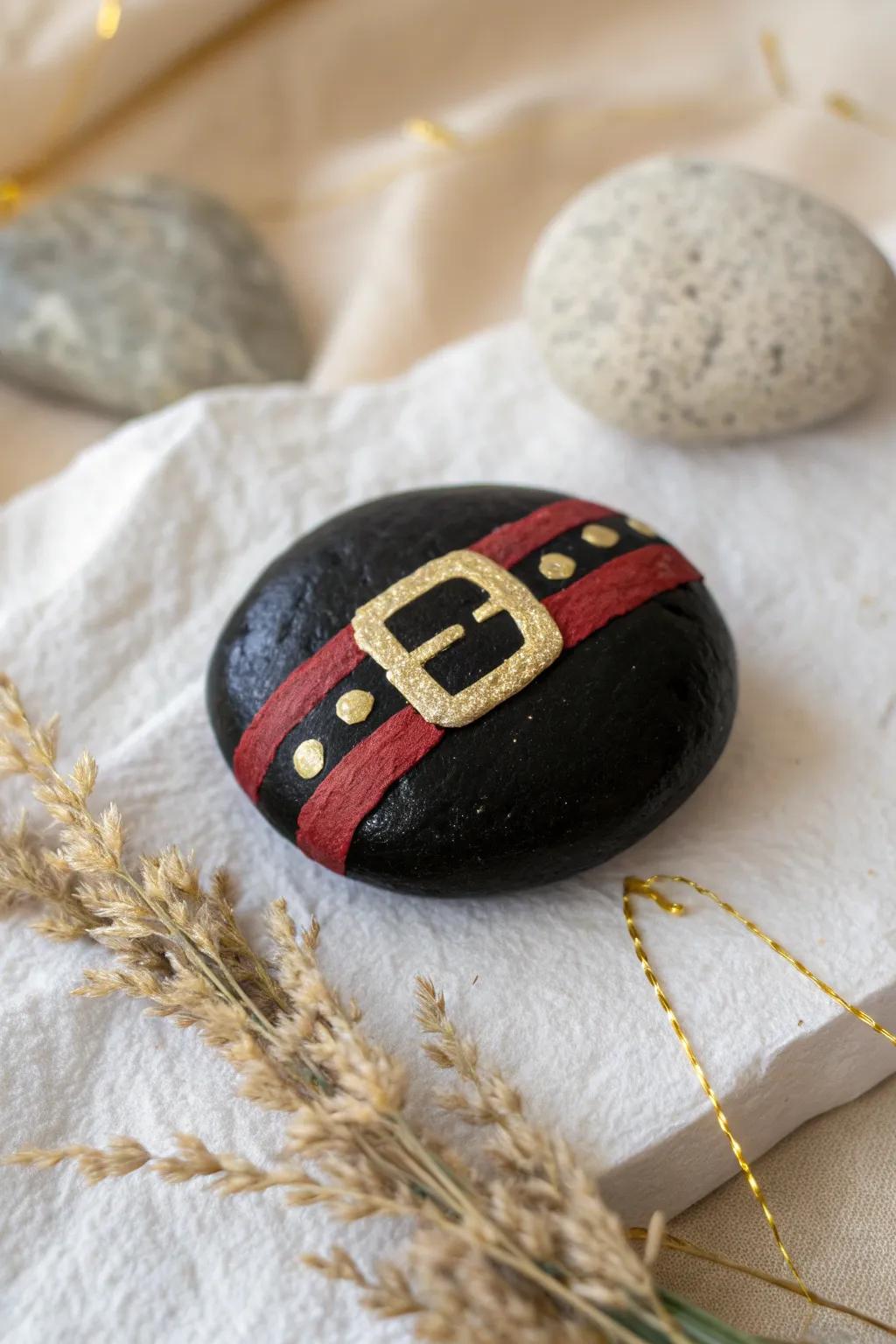 Add a touch of festive charm to your decor with Santa's belt buckle rock. Simple, stylish, and oh-so-Scandi!