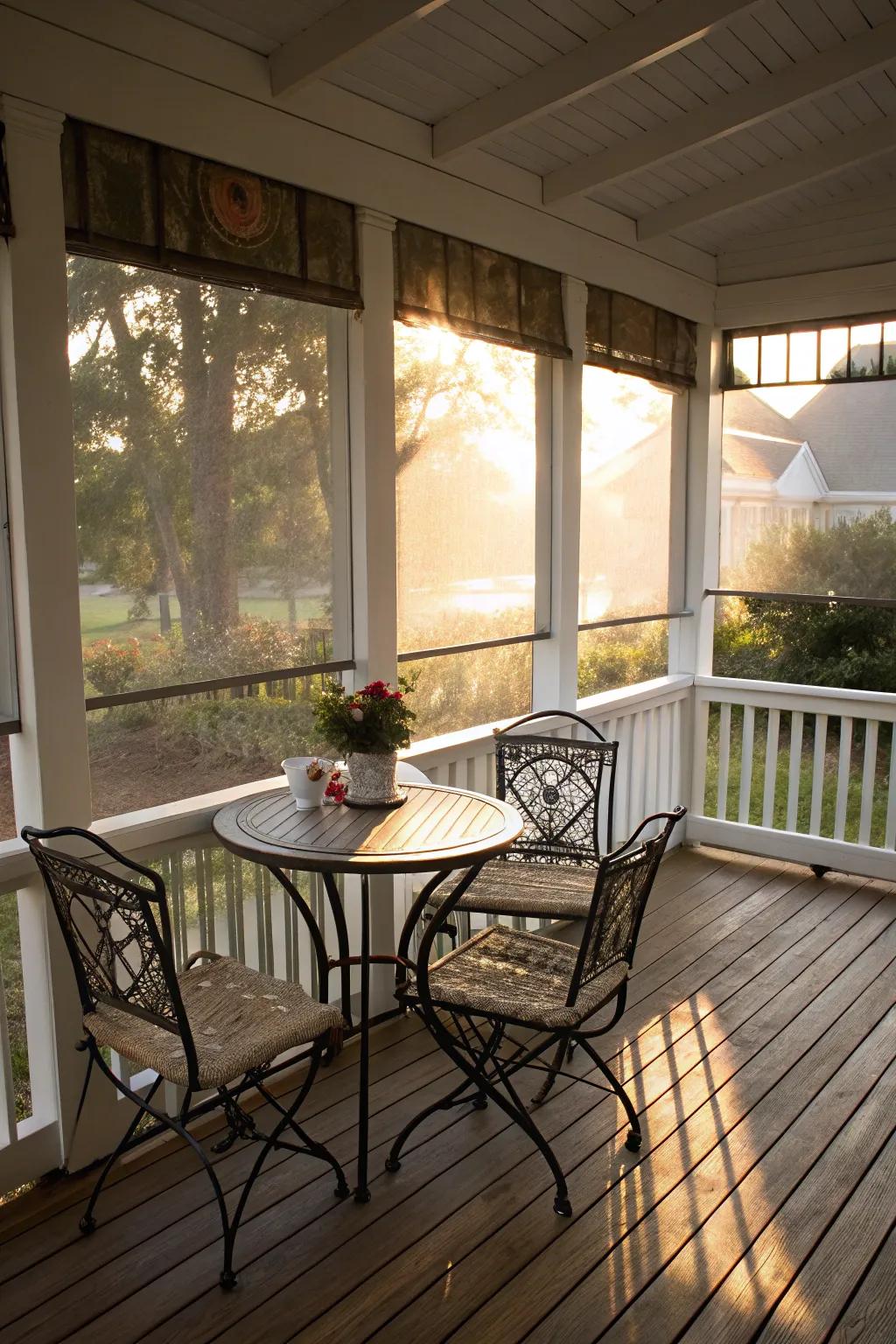 A bistro table is perfect for intimate porch dining.